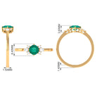 1 CT Cushion shape Emerald Solitaire Ring with Diamond Trio Emerald - ( AAA ) - Quality - Rosec Jewels