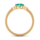 1 CT Cushion shape Emerald Solitaire Ring with Diamond Trio Emerald - ( AAA ) - Quality - Rosec Jewels