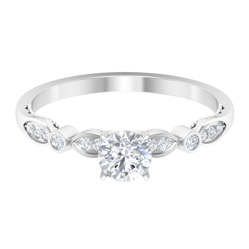 Cubic Zirconia Promise Engagement Ring Zircon - ( AAAA ) - Quality - Rosec Jewels