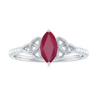 Marquise Cut Solitaire Ruby Celtic Knot Ring with Diamond Ruby - ( AAA ) - Quality - Rosec Jewels