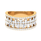 Designer Round and Baguette Cut Zircon Wedding Band Zircon - ( AAAA ) - Quality - Rosec Jewels