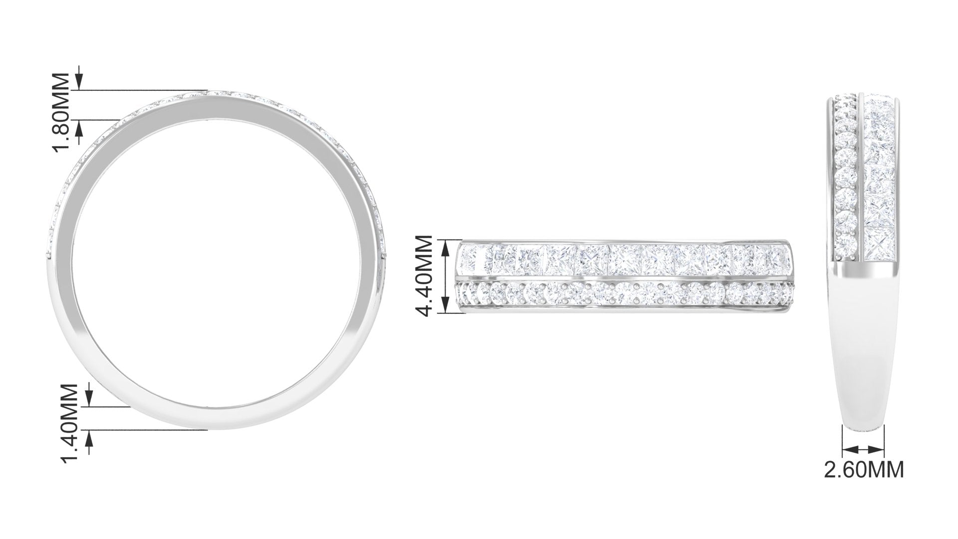 1.75 CT Natural Diamond Semi Eternity Ring in Prong Setting Diamond - ( HI-SI ) - Color and Clarity - Rosec Jewels