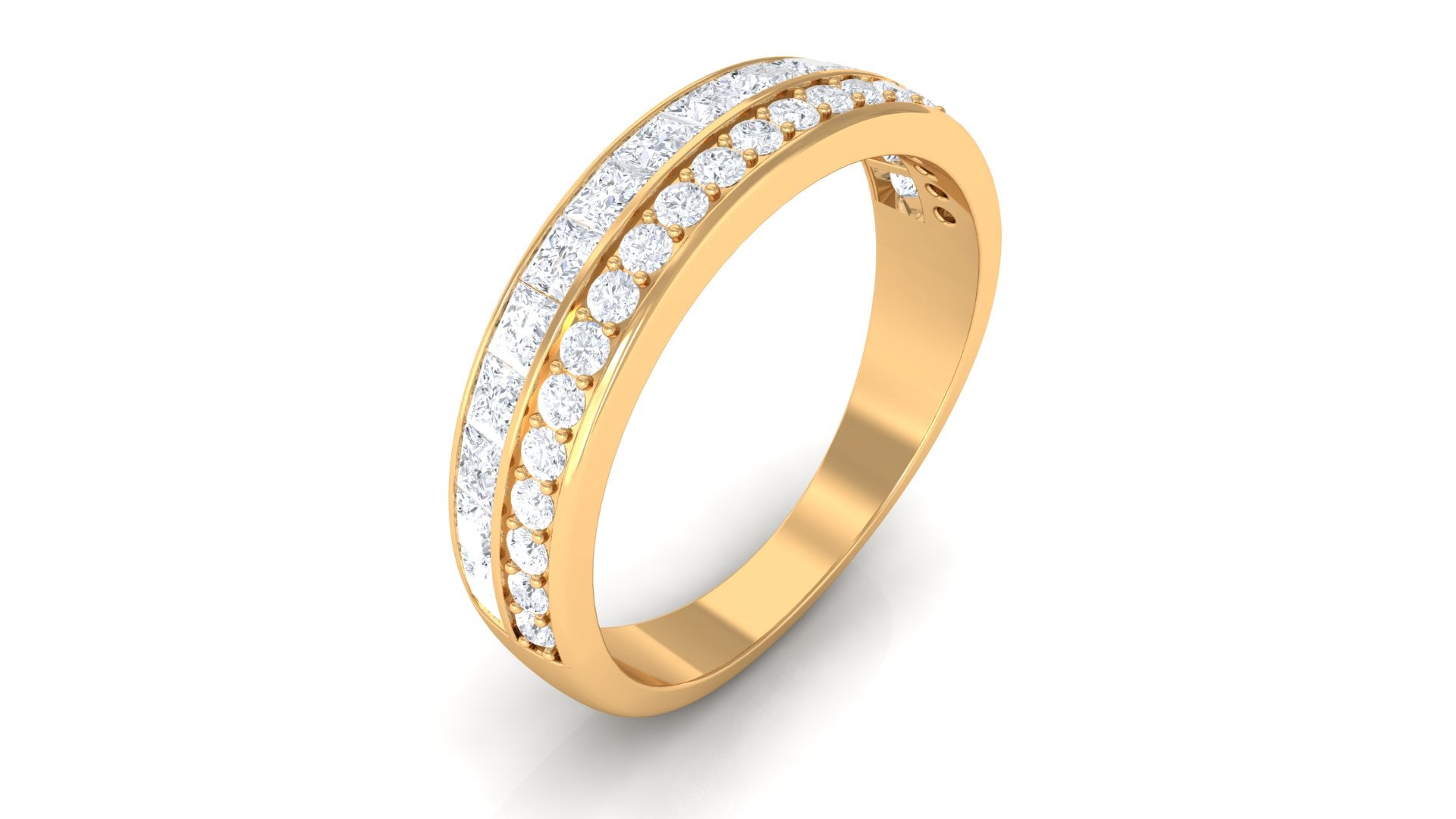 1.75 CT Natural Diamond Semi Eternity Ring in Prong Setting Diamond - ( HI-SI ) - Color and Clarity - Rosec Jewels