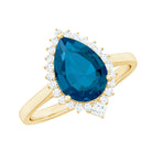 2 CT London Blue Topaz Cocktail Engagement Ring with Diamond Halo London Blue Topaz - ( AAA ) - Quality - Rosec Jewels