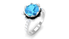 2.75 CT Swiss Blue Topaz Floral Ring with Moissanite Accent Swiss Blue Topaz - ( AAA ) - Quality - Rosec Jewels