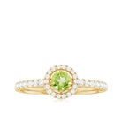 0.75 CT Peridot and Diamond Halo Engagement Ring Peridot - ( AAA ) - Quality - Rosec Jewels