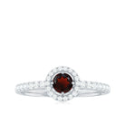 0.75 CT Garnet and Diamond Halo Engagement Ring Garnet - ( AAA ) - Quality - Rosec Jewels