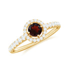 0.75 CT Garnet and Diamond Halo Engagement Ring Garnet - ( AAA ) - Quality - Rosec Jewels