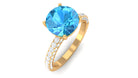 2.75 CT Round Cut Swiss Blue Topaz Solitaire Ring with Moissanite Side Stones Swiss Blue Topaz - ( AAA ) - Quality - Rosec Jewels