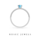 Milgrain Swiss Blue Topaz Engagement Ring with Diamond Swiss Blue Topaz - ( AAA ) - Quality - Rosec Jewels