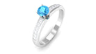 1/2 CT Solitaire Accent Ring with Swiss Blue Topaz and Diamond Swiss Blue Topaz - ( AAA ) - Quality - Rosec Jewels