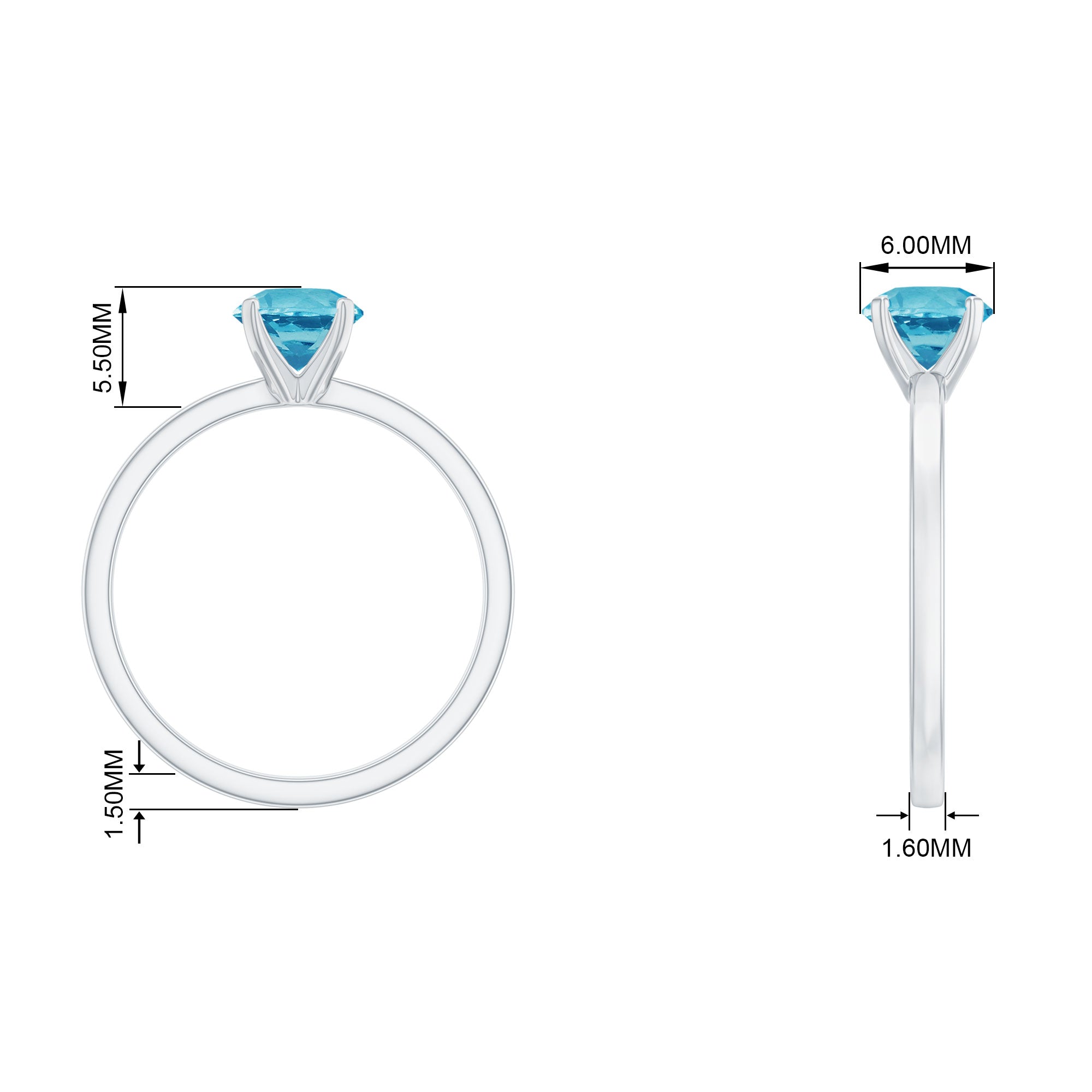 0.75 CT Swiss Blue Topaz Solitaire Promise Ring Swiss Blue Topaz - ( AAA ) - Quality - Rosec Jewels