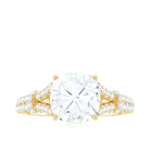 Cushion Cut Moissanite Solitaire Engagement Ring in Split Shank Moissanite - ( D-VS1 ) - Color and Clarity - Rosec Jewels