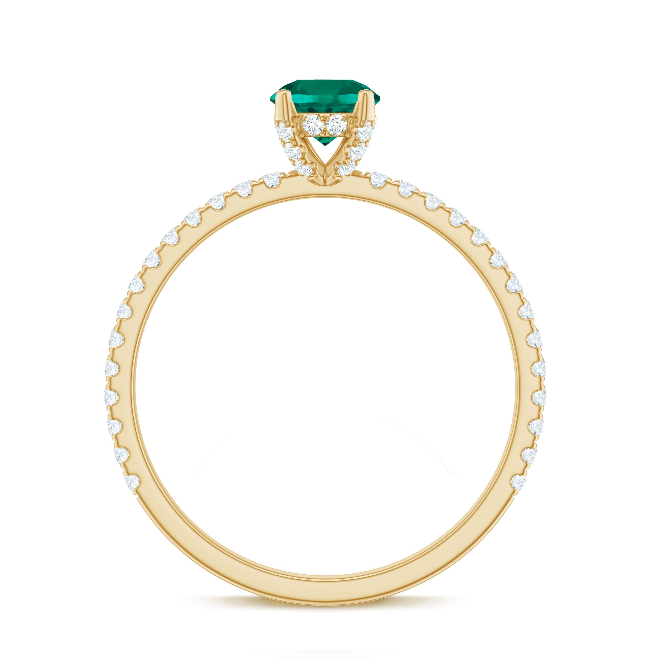 2.25 CT Created Emerald and Diamond Promise Ring Lab Created Emerald - ( AAAA ) - Quality - Rosec Jewels