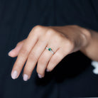 0.75 CT Created Emerald and Diamond Promise Ring Lab Created Emerald - ( AAAA ) - Quality - Rosec Jewels