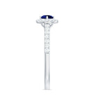 3/4 CT Created Blue Sapphire Engagement Ring with Diamond Lab Created Blue Sapphire - ( AAAA ) - Quality - Rosec Jewels