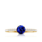 1.75 CT Created Blue Sapphire and Diamond Engagement Ring Lab Created Blue Sapphire - ( AAAA ) - Quality - Rosec Jewels