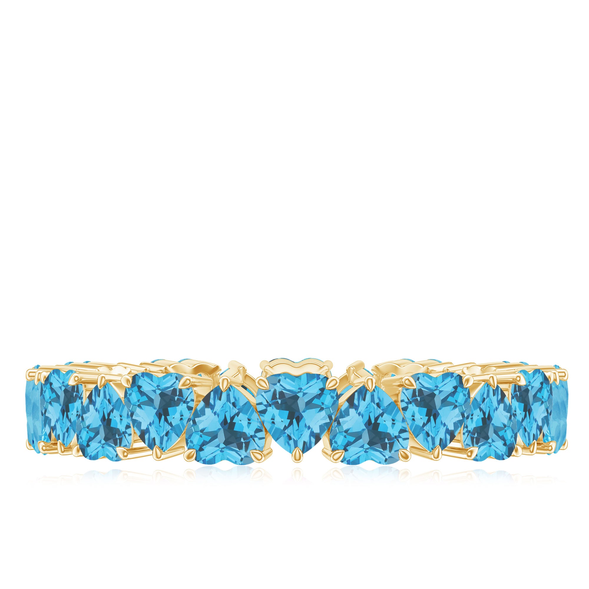 Minimal Heart Shape Swiss Blue Topaz Full Eternity Band Ring Swiss Blue Topaz - ( AAA ) - Quality - Rosec Jewels