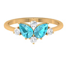 1.5 CT Pear Cut Swiss Blue Topaz Cluster Promise Ring with Diamond Swiss Blue Topaz - ( AAA ) - Quality - Rosec Jewels