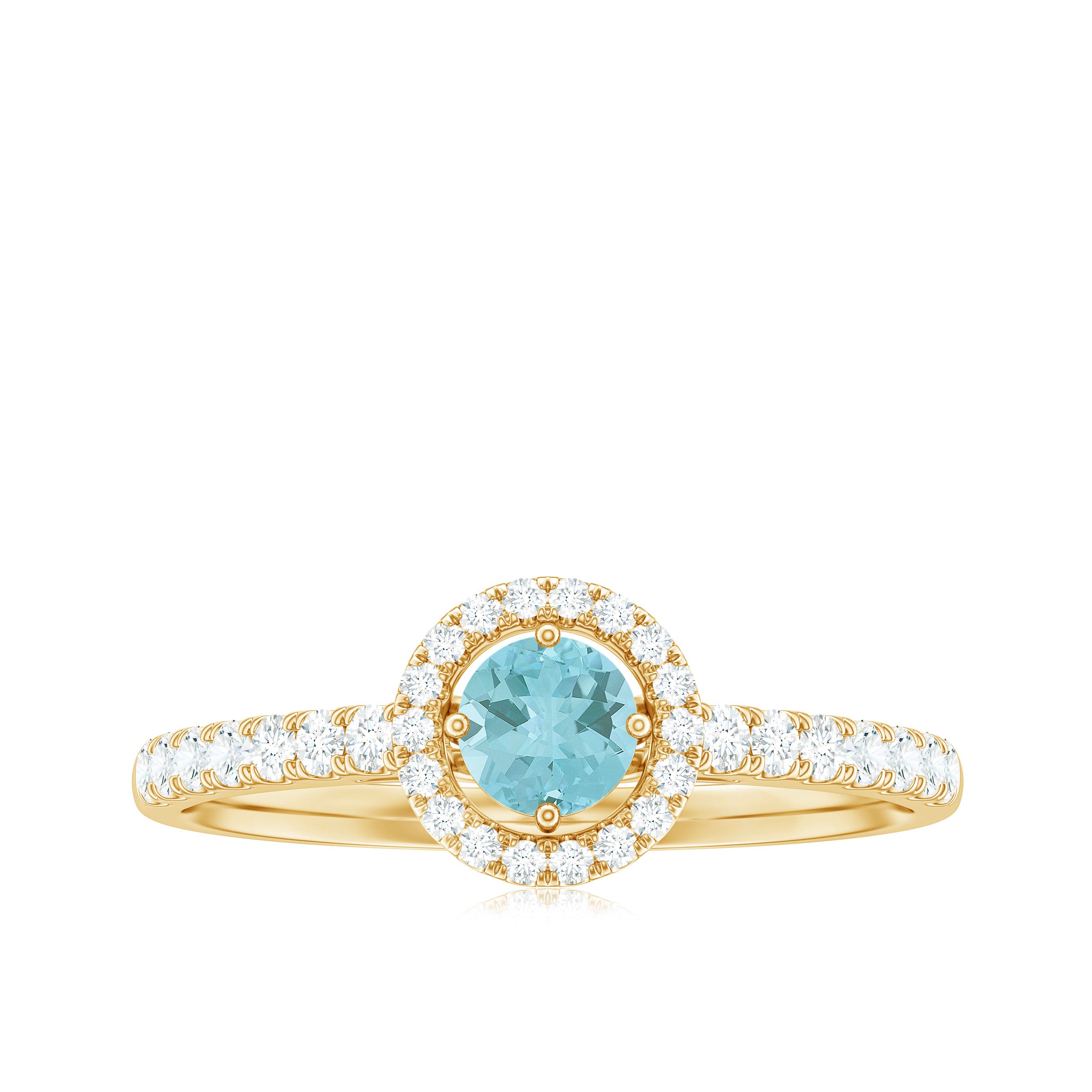 0.75 CT Diamond Halo Engagement Ring with Sky Blue Topaz Sky Blue Topaz - ( AAA ) - Quality - Rosec Jewels