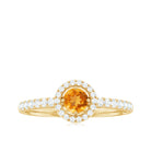 0.75 CT Citrine and Diamond Halo Engagement Ring Citrine - ( AAA ) - Quality - Rosec Jewels