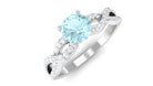 1 CT Round Shape Sky Blue Topaz and Diamond Criss Cross Ring Sky Blue Topaz - ( AAA ) - Quality - Rosec Jewels