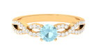 1 CT Round Shape Sky Blue Topaz and Diamond Criss Cross Ring Sky Blue Topaz - ( AAA ) - Quality - Rosec Jewels