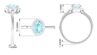 1.50 CT Oval Shape Sky Blue Topaz Engagement Ring with Diamond Halo Sky Blue Topaz - ( AAA ) - Quality - Rosec Jewels