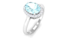 1.50 CT Oval Shape Sky Blue Topaz Engagement Ring with Diamond Halo Sky Blue Topaz - ( AAA ) - Quality - Rosec Jewels