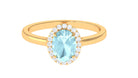 1.50 CT Oval Shape Sky Blue Topaz Engagement Ring with Diamond Halo Sky Blue Topaz - ( AAA ) - Quality - Rosec Jewels