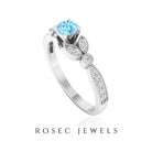 1/2 CT Aquamarine and Diamond Engagement Ring Aquamarine - ( AAA ) - Quality - Rosec Jewels