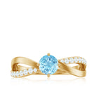 1/2 CT Aquamarine Solitaire and Diamond Infinity Ring Aquamarine - ( AAA ) - Quality - Rosec Jewels