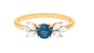 1 CT Nature Inspired London Blue Topaz Ring with Diamond Trio London Blue Topaz - ( AAA ) - Quality - Rosec Jewels