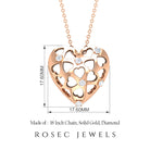 Heart Shaped Openwork Pendant with Round Diamond in Gold Diamond - ( HI-SI ) - Color and Clarity - Rosec Jewels